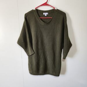 Juniper Ln Maternity Olive Green Knit Sweater Button Back 3/4 Sleeve Medium